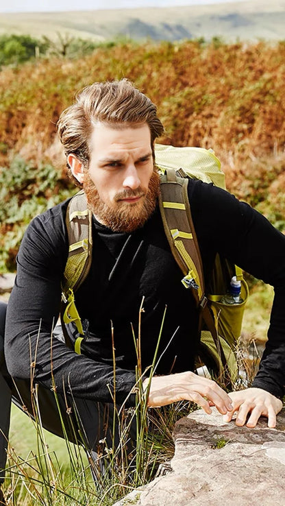 WOOLCANO Men's 190 Merino Wool Base Layer Set Thermal Top and Bottom