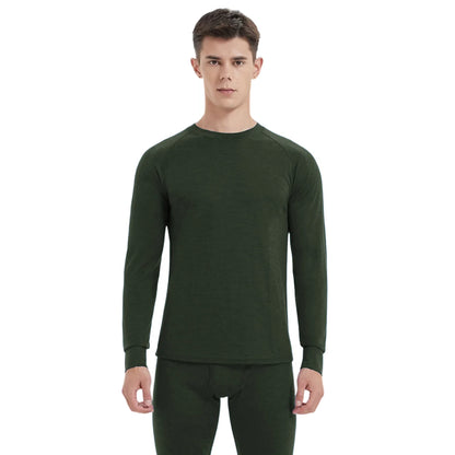 WOOLCANO Men's 190 Merino Wool Base Layer Set Thermal Top and Bottom