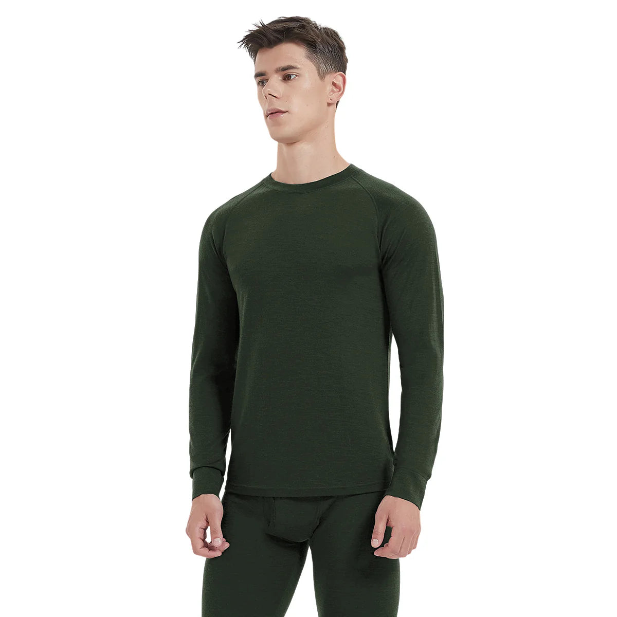 WOOLCANO Men's 190 Merino Wool Base Layer Set Thermal Top and Bottom